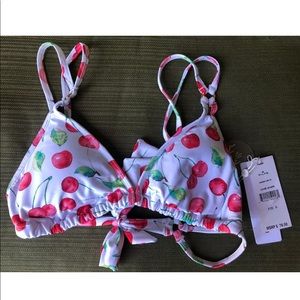 NWT $76 PILYQ CHERRIES TRIANGLE BIKINI TOP